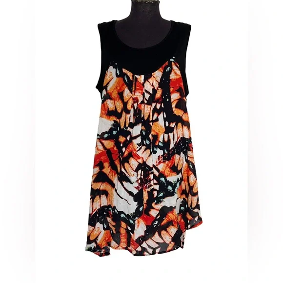 Taking Shape Womens Sleeveless Tunic Blouse Sheer Animal Print Plus Sz S / 16 - Picture 1 of 8